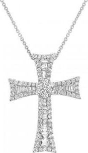 Allurez 2.16ct 18k White Gold Diamond Cross Pendant Necklace