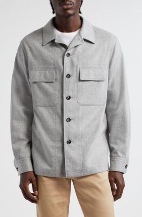 Ermenegildo Zegna Alma Oasi Cashmere Overshirt in Light Grey at Nordstrom, Size Xx-Large