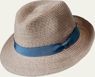 inverni Mens Small-Brim Woven Hemp Panama Hat