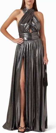 Bronx and Banco Florence Halterneck Gown In Silver