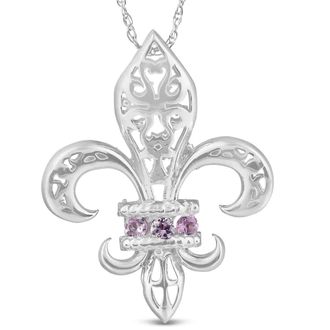 Pompeii3 Pink Sapphire Vintage Fleur De Lis Pendant 10KT White Gold 1