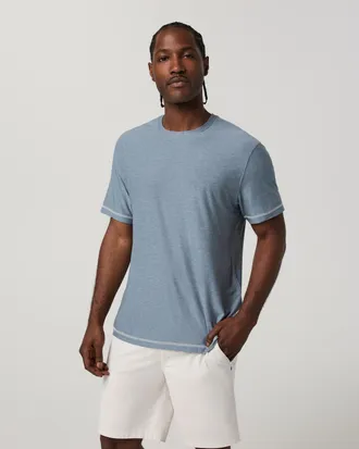 Vuori Clothing Short Sleeve Strato Tech T-Shirt - Contrast | Waterfall Heather | Medium