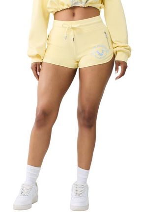 True Religion Zip Pocket Dolphin Hem Shorts in Double Cream at Nordstrom, Size Xx-Large