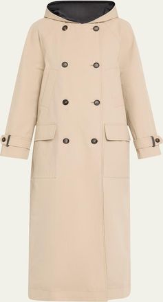 Brunello Cucinelli Hooded Techno Canvas Double-Breasted Trench