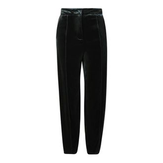 Blanca Vita Green Velvet Cropped Trousers - female - Blanca Vita - Sweatpants - Green - 2XS - Trousers
