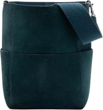 Celine Pre-owned Bucket Bags, female, Blue, Size: ONE SIZE Pre-owned Vintage Suede Bucket Bag