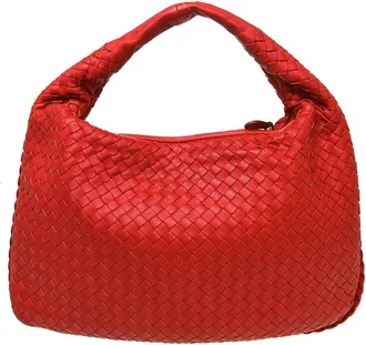 Bottega Veneta Veneta Hobo Intrecciato Nappa Red Leather Handbag (Pre-Owned)