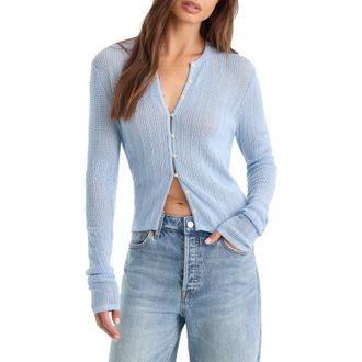 Good American The Open Stitch Knit Cardigan in Morning Sky at Nordstrom, Size X-Small