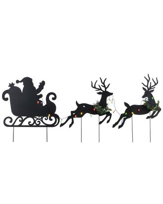 Glitzhome 36 Lighted Christmas Metal Embossed Gold Joy Yard Stick
