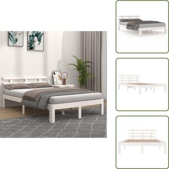 vidaXL The Living Store Giroletto Bianco in Legno Massello 160x200 cm - Letto in legno