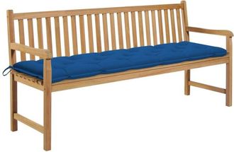 vidaXL Banco De Jard&iacute;n Madera Maciza De Teca Con Coj&iacute;n Azul 175 Cm Vidaxl