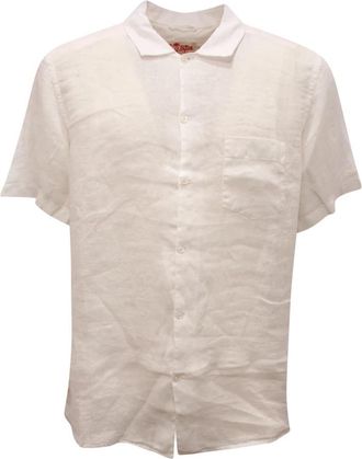MC2 Saint Barth Sifnos Linnen 01 Shirt - Heren - Korte mouwen Overhemden - Wit - L - Linnen - Overhemden