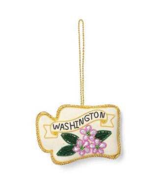 Matr Boomie Washington State Rhododendron Beaded Fabric Ornament - Embroidered in White at Nordstrom