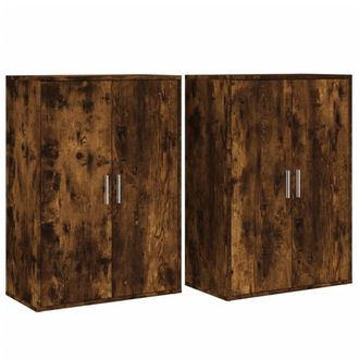 Berkfield Home Sideboards 2 pcs Smoked Oak 60x31x84 cm Engineered Wood in Brown | Size: 60 x 31 x 84 cm