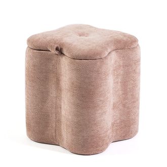 Siediti Fuori e Dentro Puff de terciopelo glitter rosa con asa