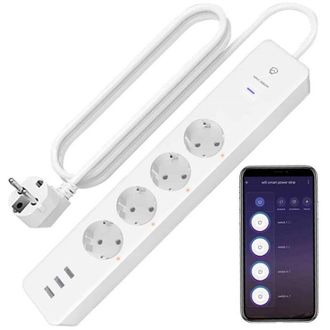 Trade Shop Trade Shop Traesio - Ciabatta Multipresa Smart Intelligente Wifi Con 4 Prese Ac 3 Porte Usb M3su411-eu