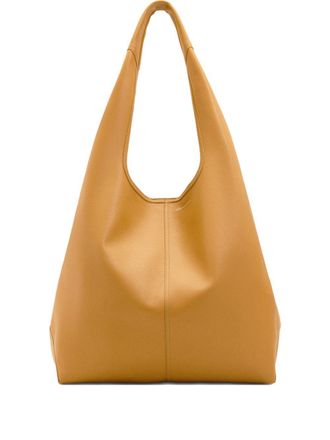 Ami Honey Leather Shoulder Bag With Embossed Logo