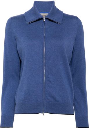 N.Peal zip-up knitted cardigan - women - Cotton/Cashmere - L - Blue