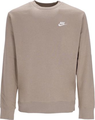 Nike Khaki/Wit Crewneck Sweatshirt Lange Mouwen - Heren - Sportshirts - Beige - S - Katoen - Fitness