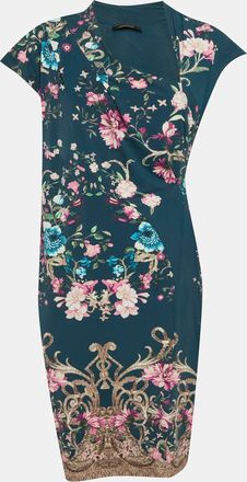 Roberto Cavalli Green Floral Print Jersey Mini Dress