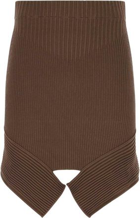 Andreadamo Brown stretch viscose blend skirt