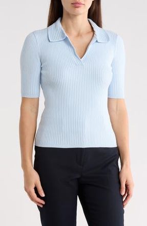 T Tahari Elbow Length Sleeve Polo in Powder Blue at Nordstrom Rack, Size X-Small
