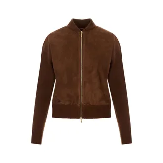 Max Mara Bomber Jackets, female, Brown, Size: L Cerchia Bomber Cardigan
