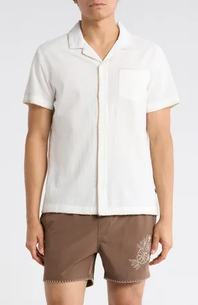 Vintage Summer Swimwear Short Sleeve Embroidered Camp Shirt in White at Nordstrom Rack, Size Xx-Large