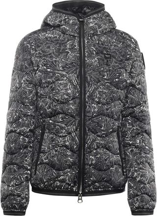Blauer Geprinte Nylon Jas - Dames - Winterjassen - Zwart - M - Nylon - Jassen