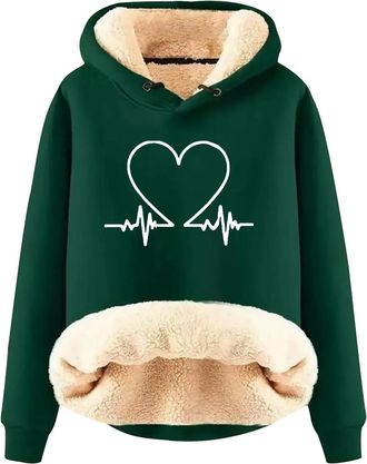Generic Fleece Hoodie Women UK Teddy Fleece Lined Hoodie Super Soft Warm Tops Oversized Hoodies Comfortable Sweatshirt Thick Thermal Hooded Jumper Sweater Out