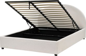 Beliani Cama Con Almacenaje De Poli&eacute;ster Beige Claro 160 X 200 Cm Otomana Vaucluse