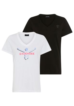 Chiemsee T-Shirt CHIEMSEE, Damen, Gr. XXL (48/50), weiss (wei&szlig;, schwarz), Obermaterial: 100% Baumwolle, Shirts T-Shirt