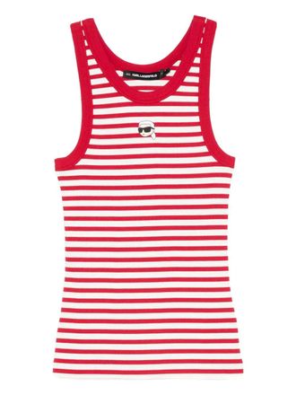 Karl Lagerfeld striped tank top - women - Organic Cotton/Spandex/Elastane - M - Red