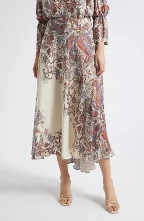 Marella Decano Paisley Midi Skirt in Cream at Nordstrom, Size 10