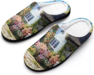 Generic Lighthouse Fashion Cotton Slippers for Women Memory Foam House Slippers Non-Slip House Bedroom Shoes