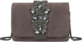 Alma En Pena Rhinestone clutch tas - Dames - Clutches - Grijs - ONE Size - Leer - Tassen