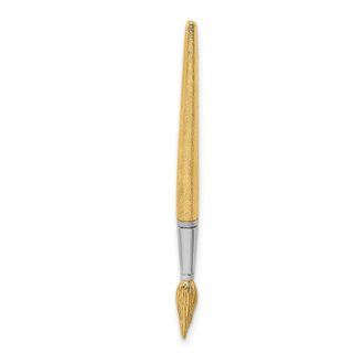 Diamond2Deal 14k Yellow Gold and White Rhodium 3-D Water Paint Brush Charm Pendant