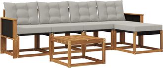 vidaXL Conjunto De Sof&aacute;s De Exterior 6 Uds. Natural Y Gris Claro Vidaxl