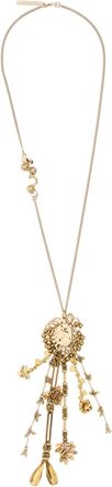 Dries Van Noten Silver Ornate Hammered Charm Brass Necklace