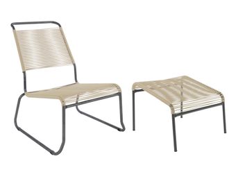 Schubiger M&ouml;bel Spaghetti-Kufen-Lounger-Hochlehner + Hocker S&auml;ntis