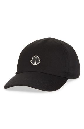 Moncler x Rick Owens Logo Patch Baseball Cap in Black at Nordstrom