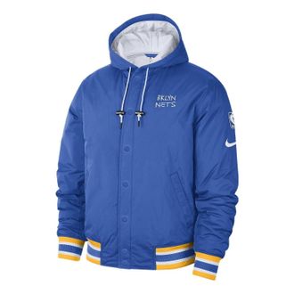 Nike Brooklyn Nets 22-23 City Courtside Bomber Full-Zip Hoodie Jacket Blue DR2435-463