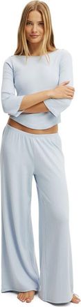 Cotton On Womens Dreamy Soft Pointelle Wide Leg Pant in Violet Blue at Nordstrom, Size Medium