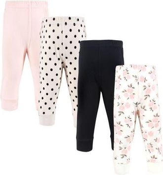 Hudson Baby 4Pk Collection of Versatile Pants Bottoms in Neutral Pink Floral at Nordstrom, Size 5T
