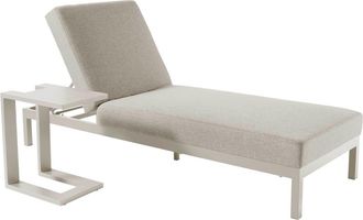 Oviala Conjunto de tumbonas con mesa auxiliar de aluminio color crema