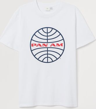 H&M T-Shirt mit Druck - Weiss/Pan Am