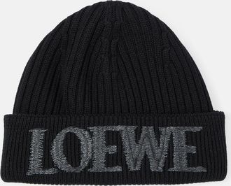 Loewe Gorro acanalado de lana con logo