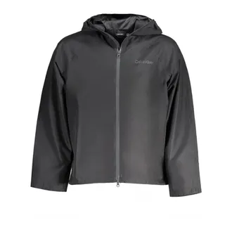 Calvin Klein Light Jackets, male, Black, XL, Sporty Hooded Jacket Black Waterproof Logo
