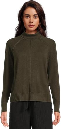 Lilla P Relaxed Turtleneck Sweater Womens Sweater Fir : MD, Cotton/Modal