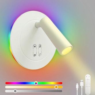 OEM L&aacute;mpara De Pared Regulable Con Iluminaci&oacute;n Rgb Y Mando A Distancia: L&aacute;mpara De Lectura Moderna Para Dormitorio Y Sal&oacute;n
